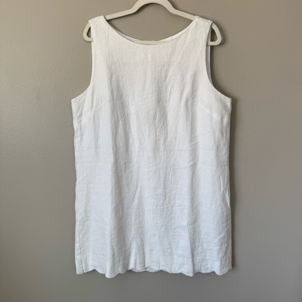 J. Crew Scalloped Trim Shift Dress in Linen White